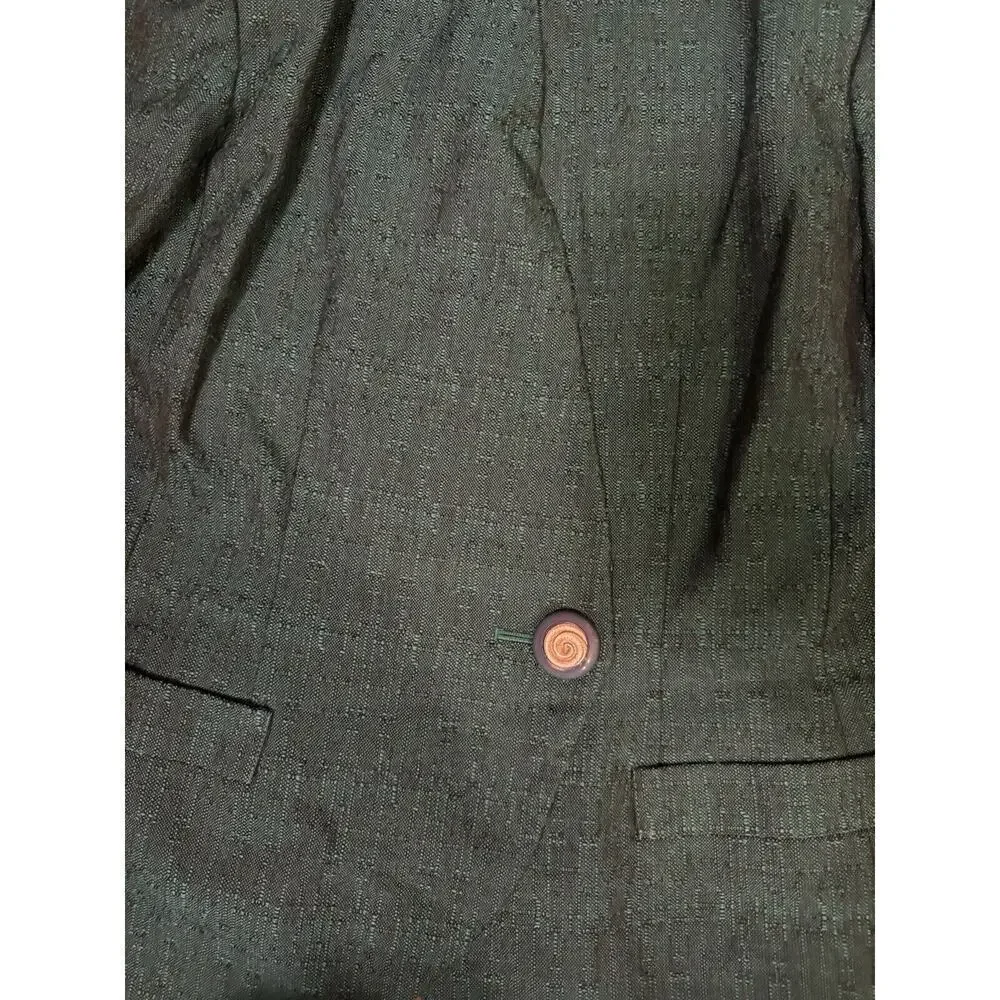 Vintage Kasper ASL Green 2 Piece Short Sleeve Jacket Skirt Suit Set Size 8